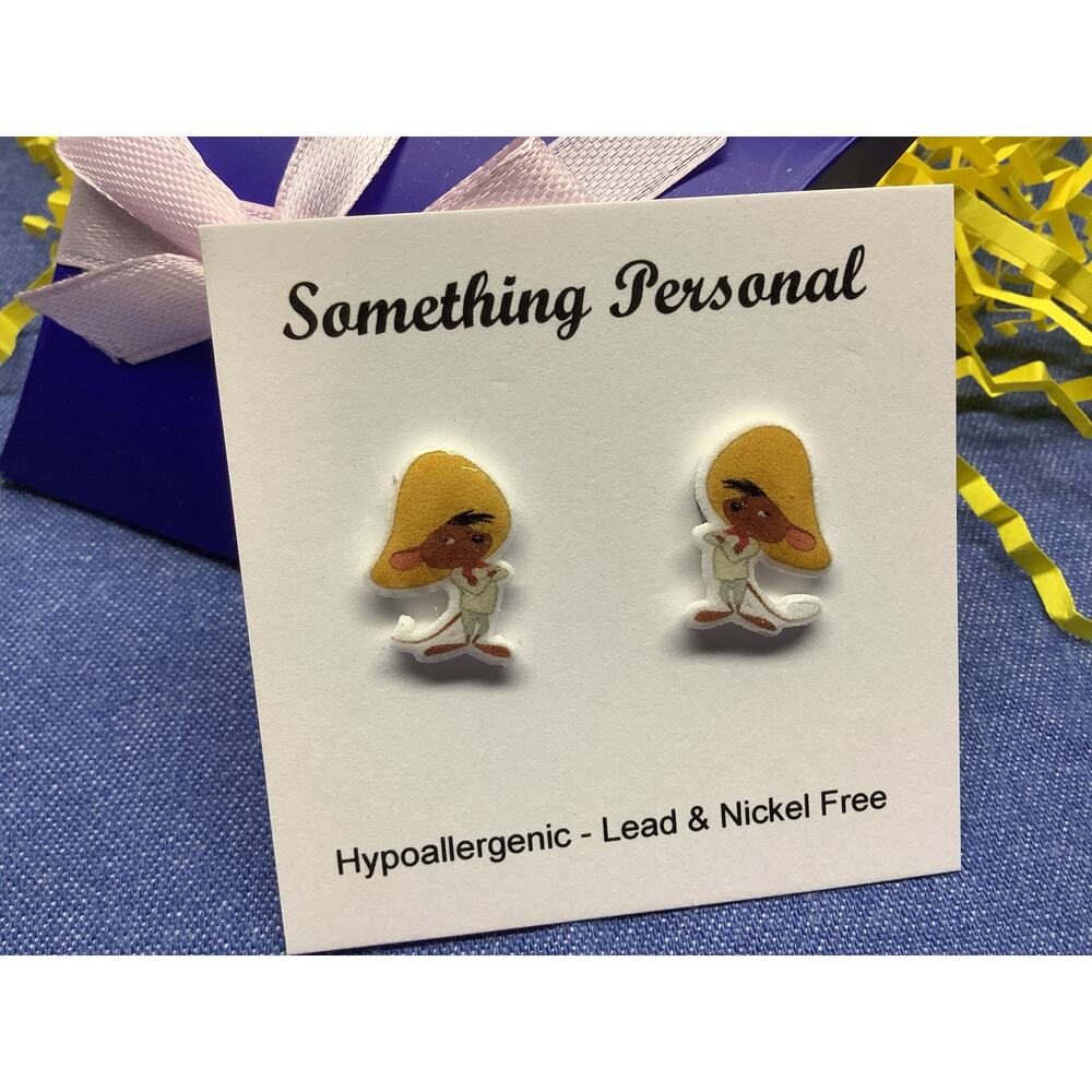 Speedy Gonzales - Looney Tunes Inspired Stud Earrings - Gift Boxed - Chibi Cute